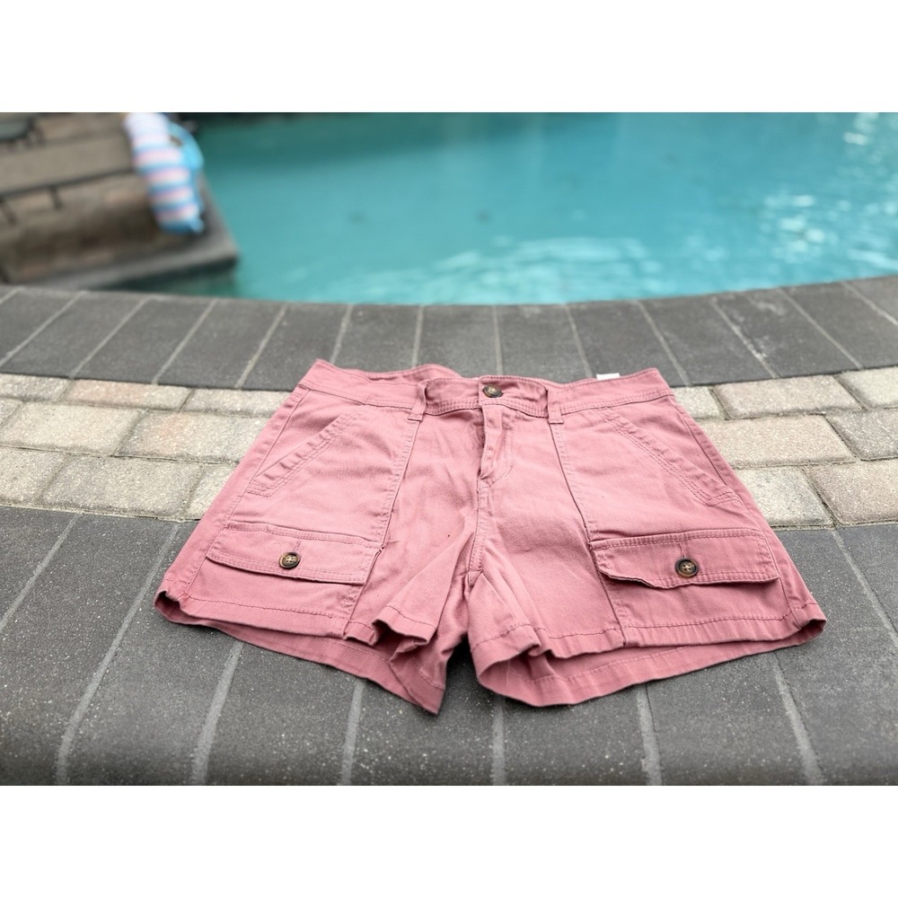 Union Bay Woman's Cargo Shorts Size 11 Rose Colored Cotton Button Pockets - Picture 10 of 10